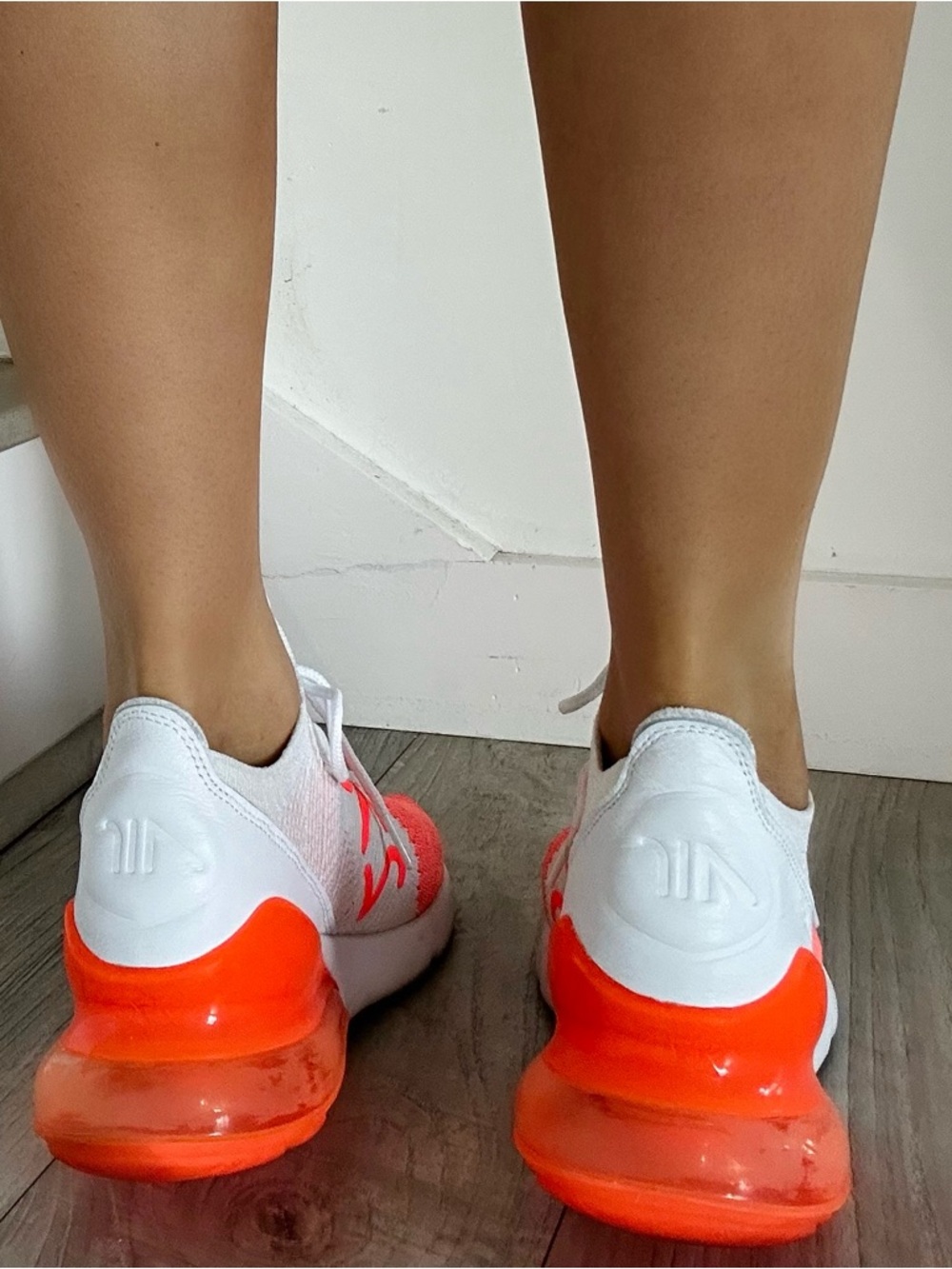 Nike Women’s Athletic Sneakers in White & Neon Coral - Picture 2 of 2